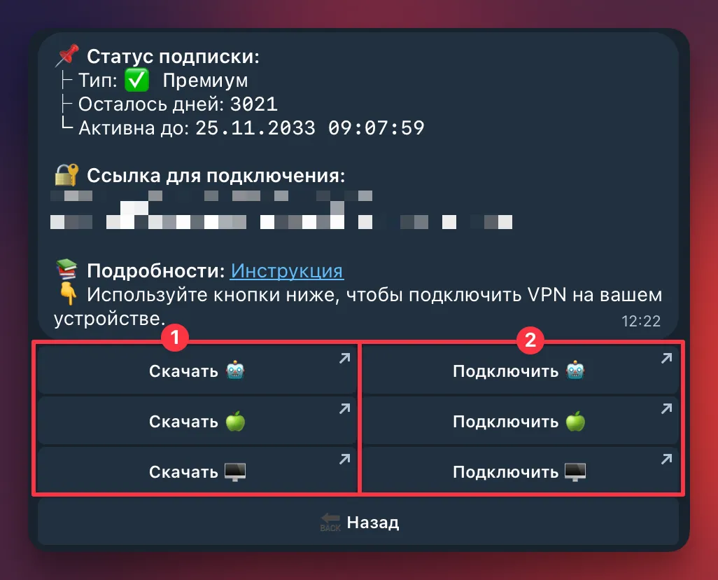Кнопки скачать и подключить